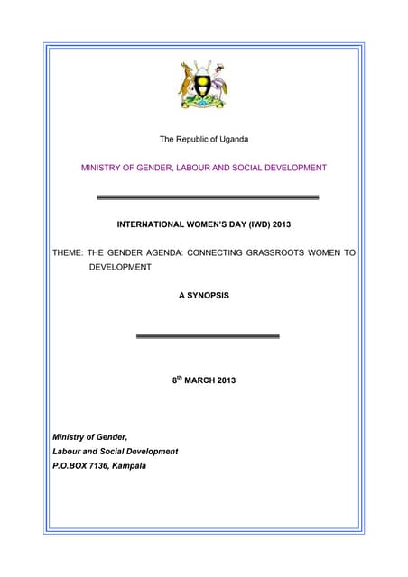 International women’s day (iwd) 2013 synopsis