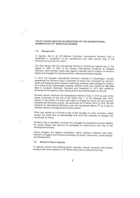 International women's day synopsis   policy guidelines
