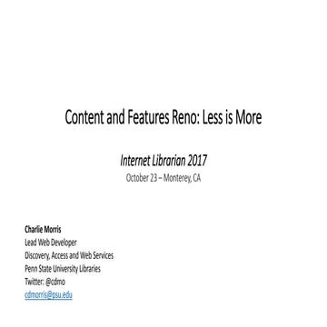 Content & Features Reno: Less Is More