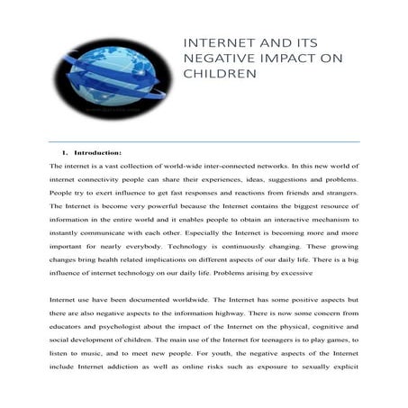 Business research report on Internet and children