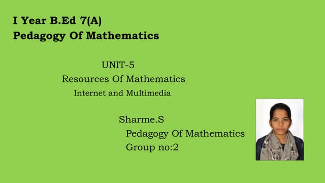 ICT Resources For teaching and learning Mathematics