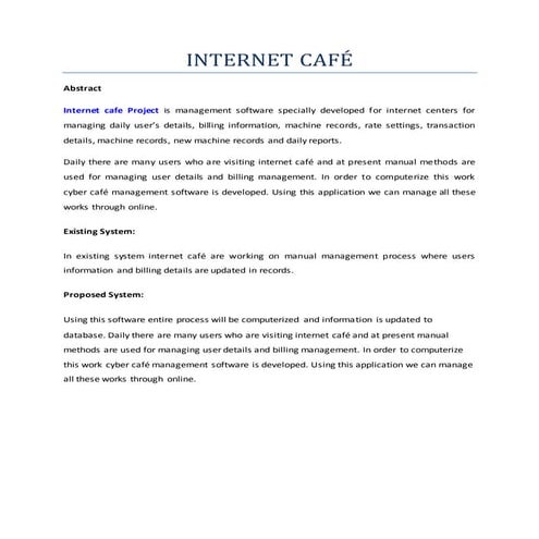 web based Internet cafe system abstract
