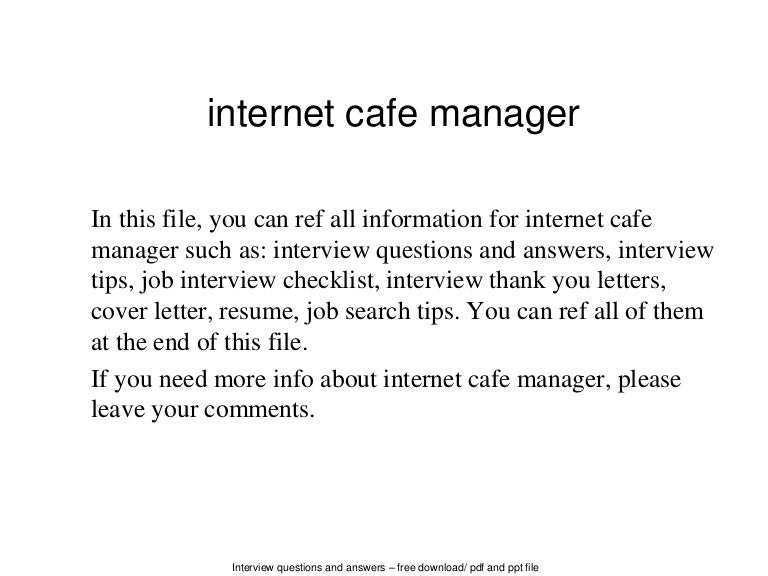 cafe manager resumes