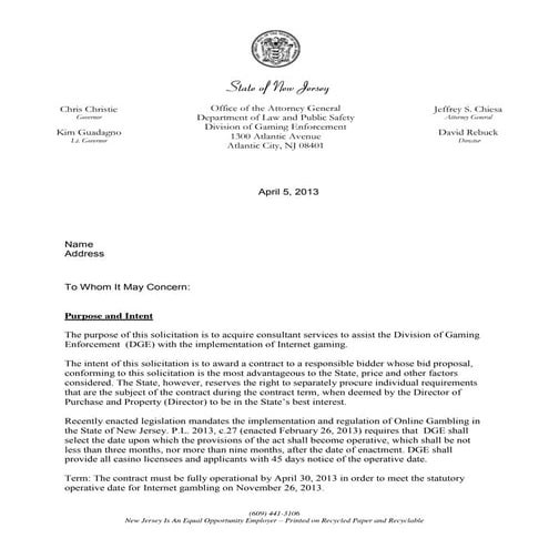 New Jersey Internet Consultant RFQ