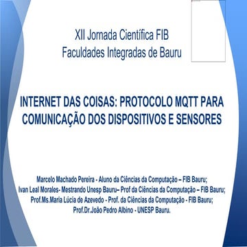 Internet das coisas  protocolo mqtt para comunicação dos  dispositivos e sens...