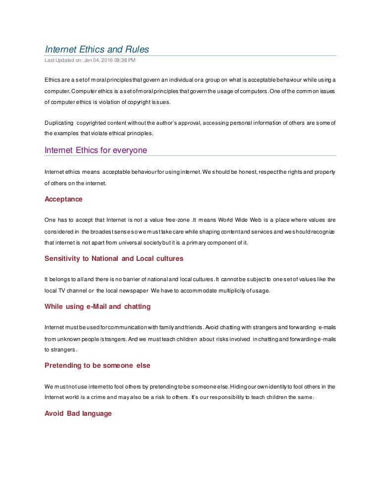 internet ethics and rules