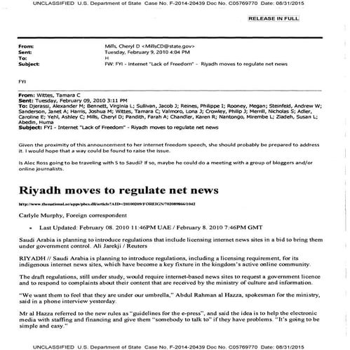 Hillary Clinton's email: Internet freedom 2