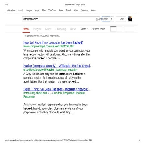 Internet hacked   google search