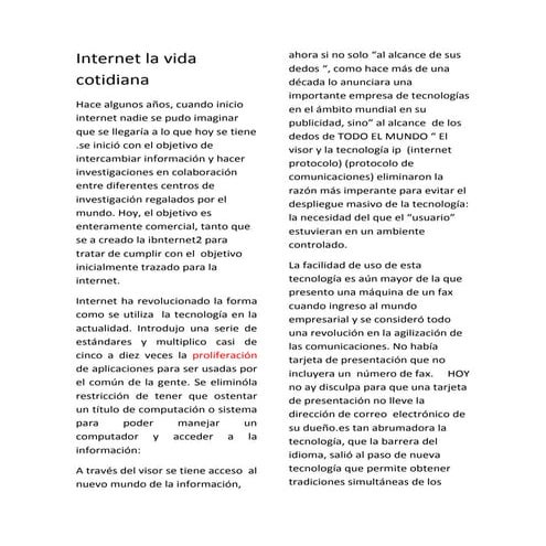 Internet la vida cotidiana