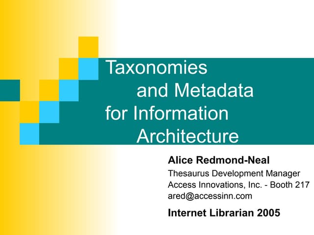 Taxonomies and Metadata in Information Architecture