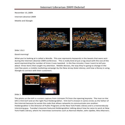 Internet Librarian 2009 Debrief