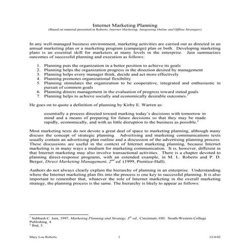 Internetmarketingplanning