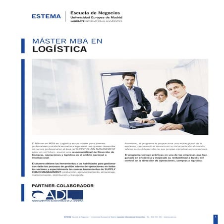 MASTER MBA en Logística. ESTEMA Escuela de Negocios.