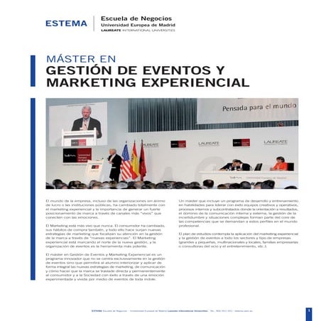 MASTER en Gestión de Eventos y Marketing Experiencial. ESTEMA Escuela de Nego...