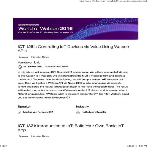 World of Watson 2016 - Internet of (Things) Tomorrow