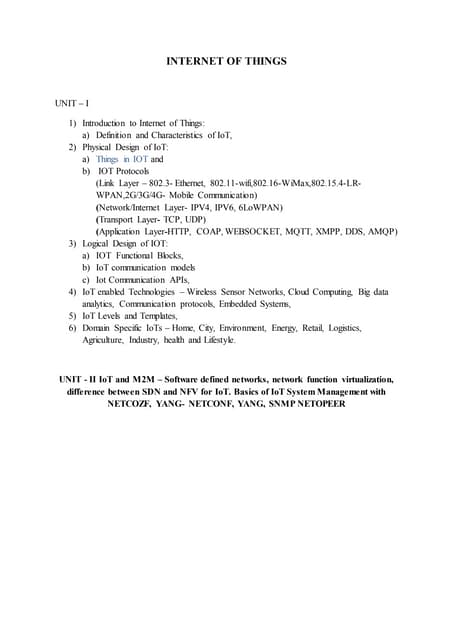 Internet Of Things Unit 1 Docx Internet Of Things Unit 1 Docx