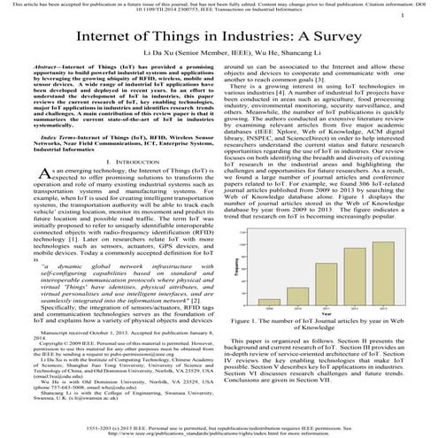 Internet of things in industries a survey