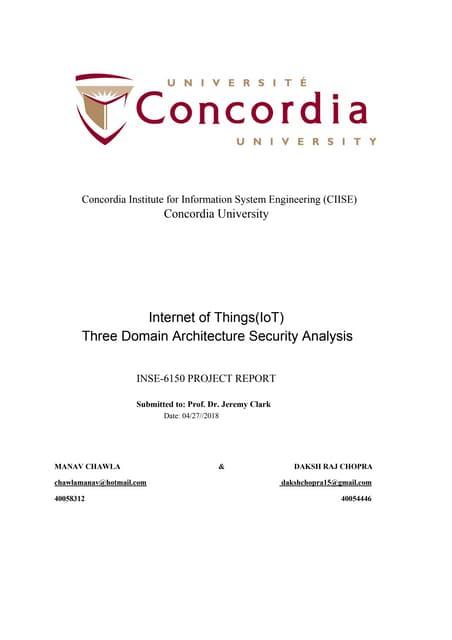 Internet of things (IoT) Architecture Security Analysis