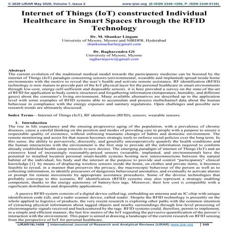 Internet of things (IOT) constructed individual healthcare in smart spaces through the RFID technology