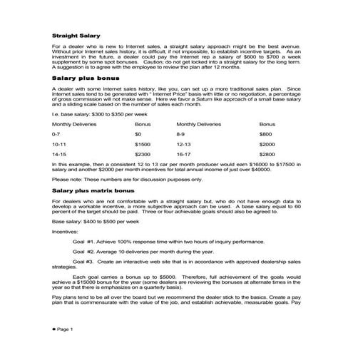 Sample pay plans | DOC