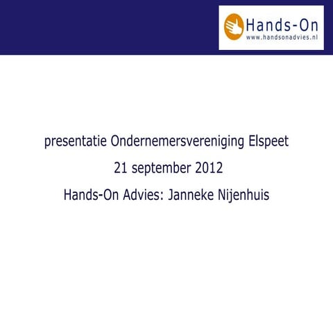 Internet Presentatie Hands On 21 sep 12 Ondernemersvereniging Elspeet