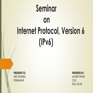 Internet protocol, version 6  (i pv6)