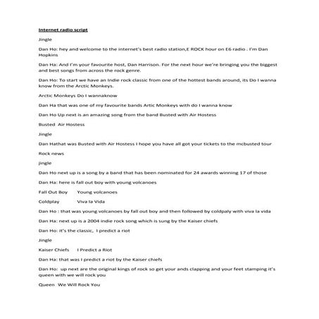 Internet radio script | DOCX