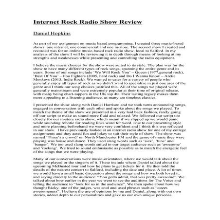 Internet rock radio show review