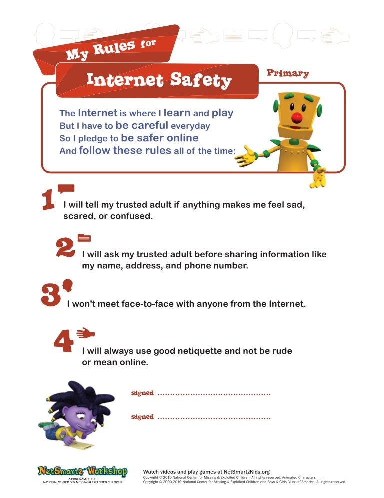 Internet Safety Primary - Pledges for Primary Kids