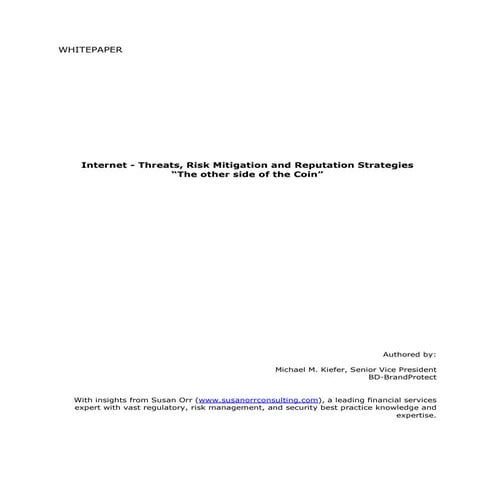 Internet Threats and Risk Mitigation