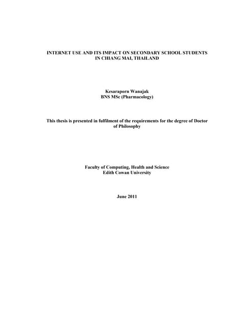 Internet use and its impact on secondary school students in chian