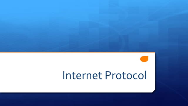 Internetworking - IP