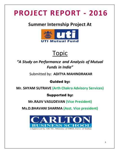 Performance And Analysis Of Mutual Funds In India Docx Performance And Analysis Of Mutual Funds In India Docx