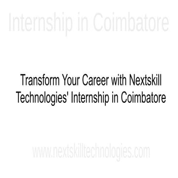 Internship in Coimbatore for Freshers with Placements