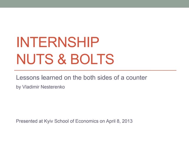 Internship Lessons Learned