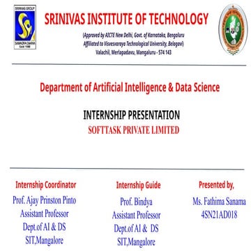 INDUSTRY INTERNSHIP PRESENTATION (SOFTTASK) | PPTX