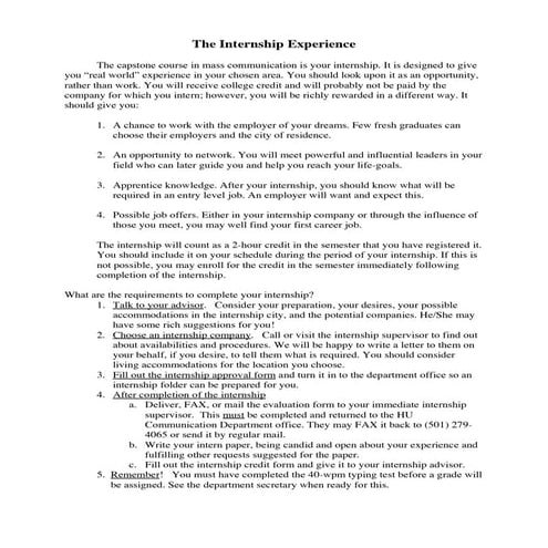 Internship experience