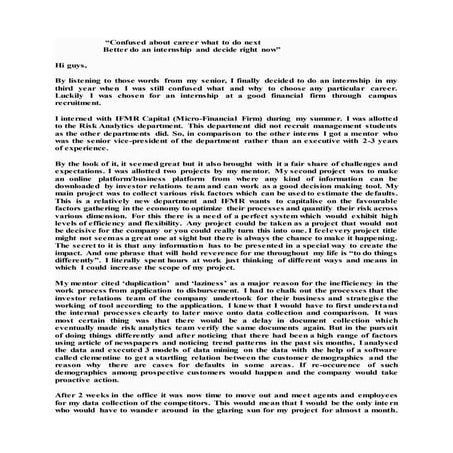 Internship experience