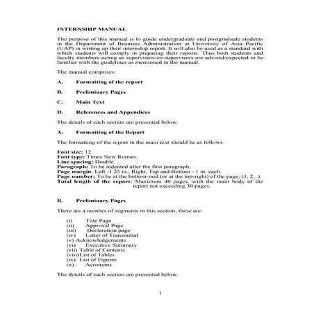 Guidelines for internship report | PDF