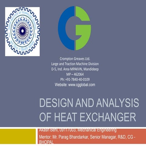 design and analysis of heat exchanger