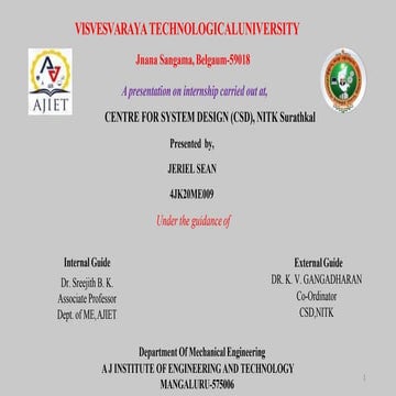 Internship presentation on solid works model