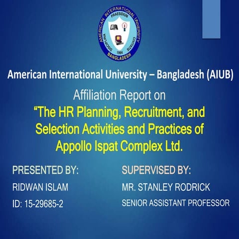 Internship presentation on appollo ispat complex on hrm
