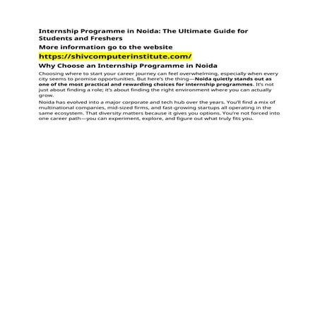 Comprehensive Guide to Internship Programmes in Noida for Students and ...