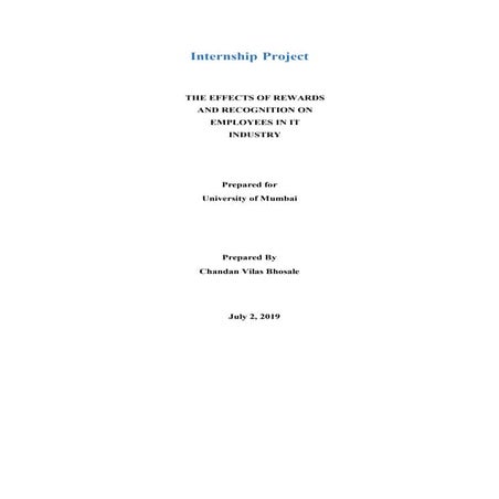 Internship project - The effects of Rewards and Recognition on employees in i...