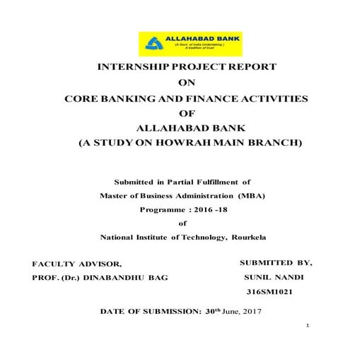 Internship project report allahabad bank