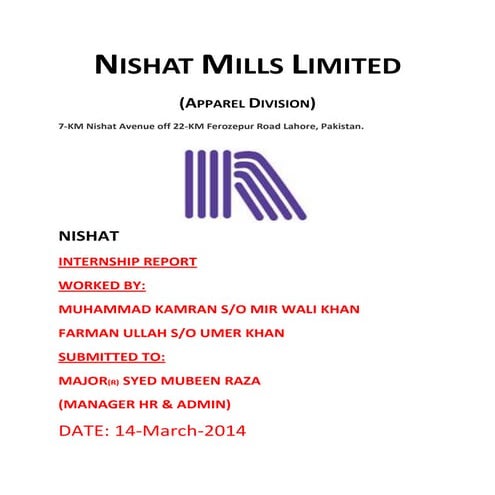 Internship report by kamran