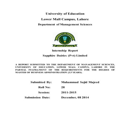 internship report on dairy industry for marketing