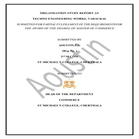 Summer Internship Report formate for M.com students