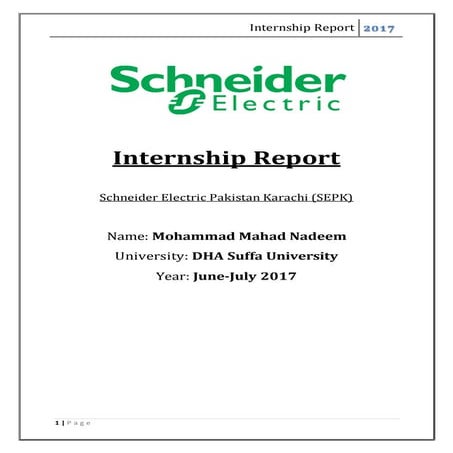 Schneider Electric Internship report