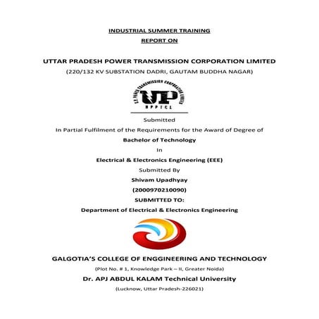 internship report of 220/132 kV substation